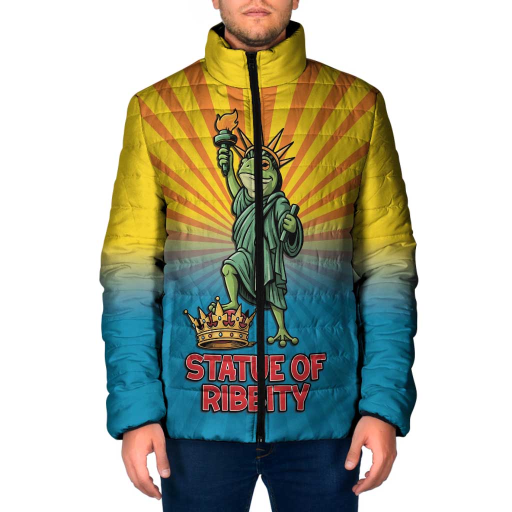 Lady Liberty Portland Frog Padded Jacket Frog Protest No Kings In America - Wonder Print Shop