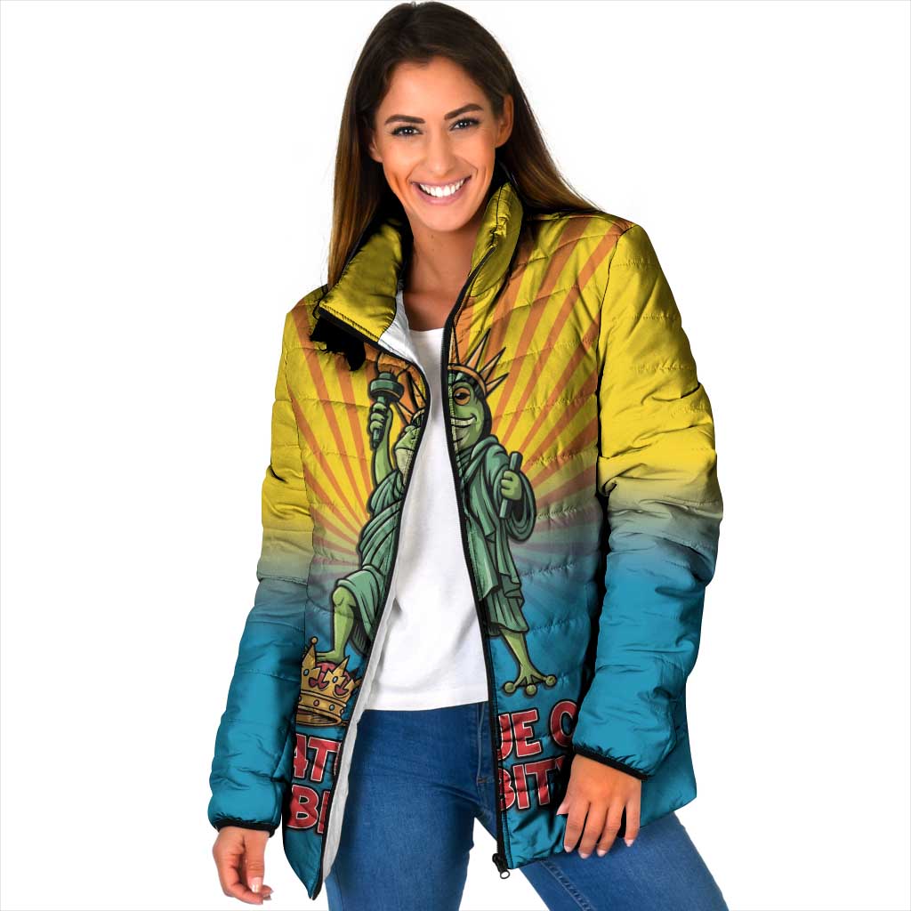 Lady Liberty Portland Frog Padded Jacket Frog Protest No Kings In America - Wonder Print Shop