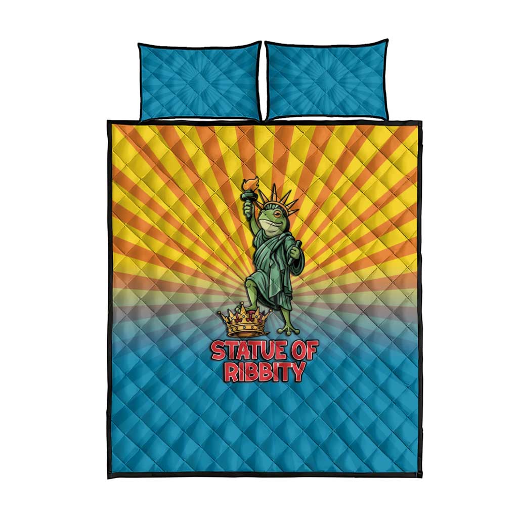 Lady Liberty Portland Frog Quilt Bed Set Frog Protest No Kings In America - Wonder Print Shop