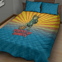 Lady Liberty Portland Frog Quilt Bed Set Frog Protest No Kings In America - Wonder Print Shop