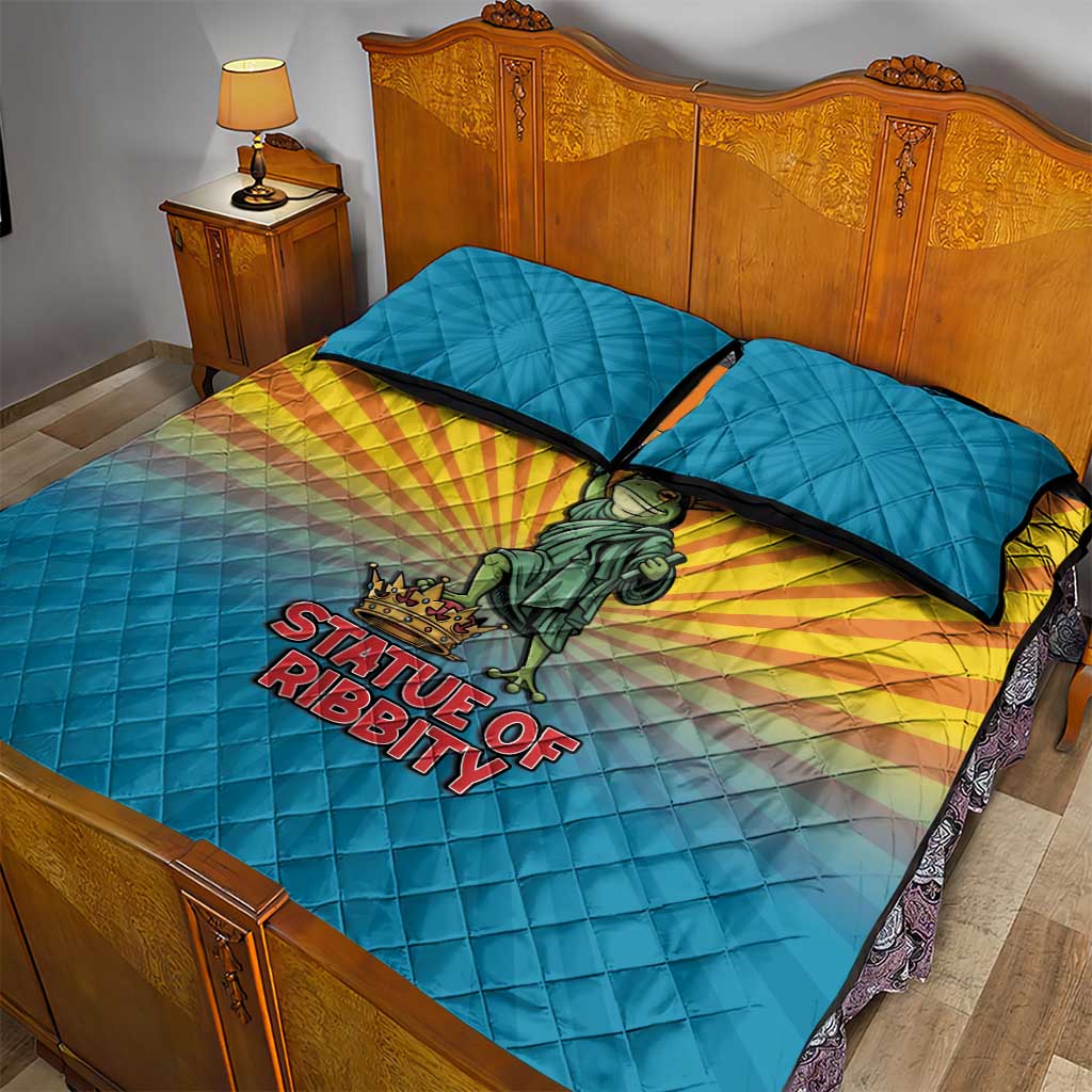 Lady Liberty Portland Frog Quilt Bed Set Frog Protest No Kings In America - Wonder Print Shop