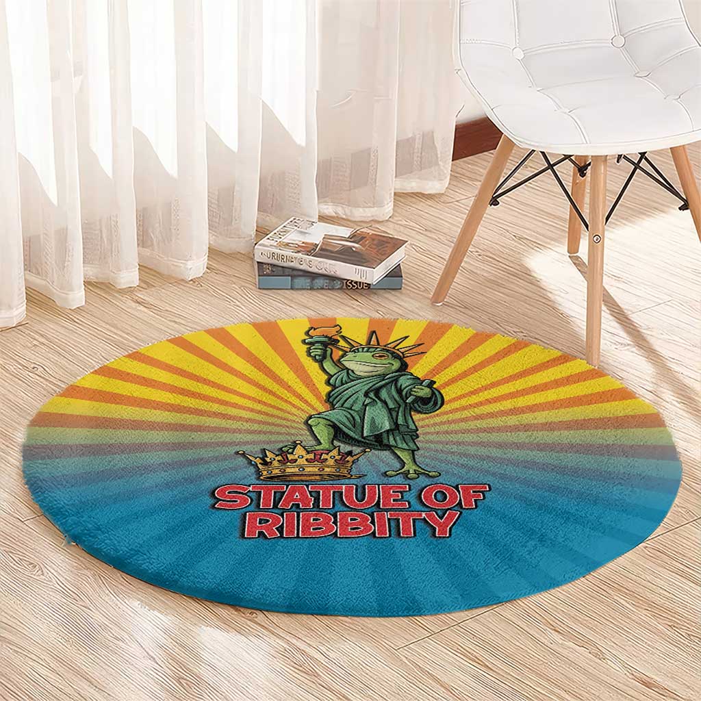 Lady Liberty Portland Frog Round Carpet Frog Protest No Kings In America - Wonder Print Shop