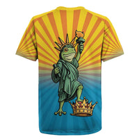 Lady Liberty Portland Frog Rugby Jersey Frog Protest No Kings In America - Wonder Print Shop