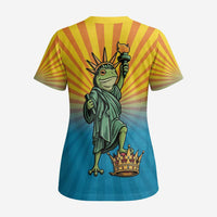 Lady Liberty Portland Frog Scrub Top Frog Protest No Kings In America - Wonder Print Shop