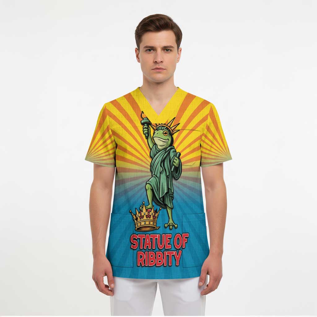 Lady Liberty Portland Frog Scrub Top Frog Protest No Kings In America - Wonder Print Shop