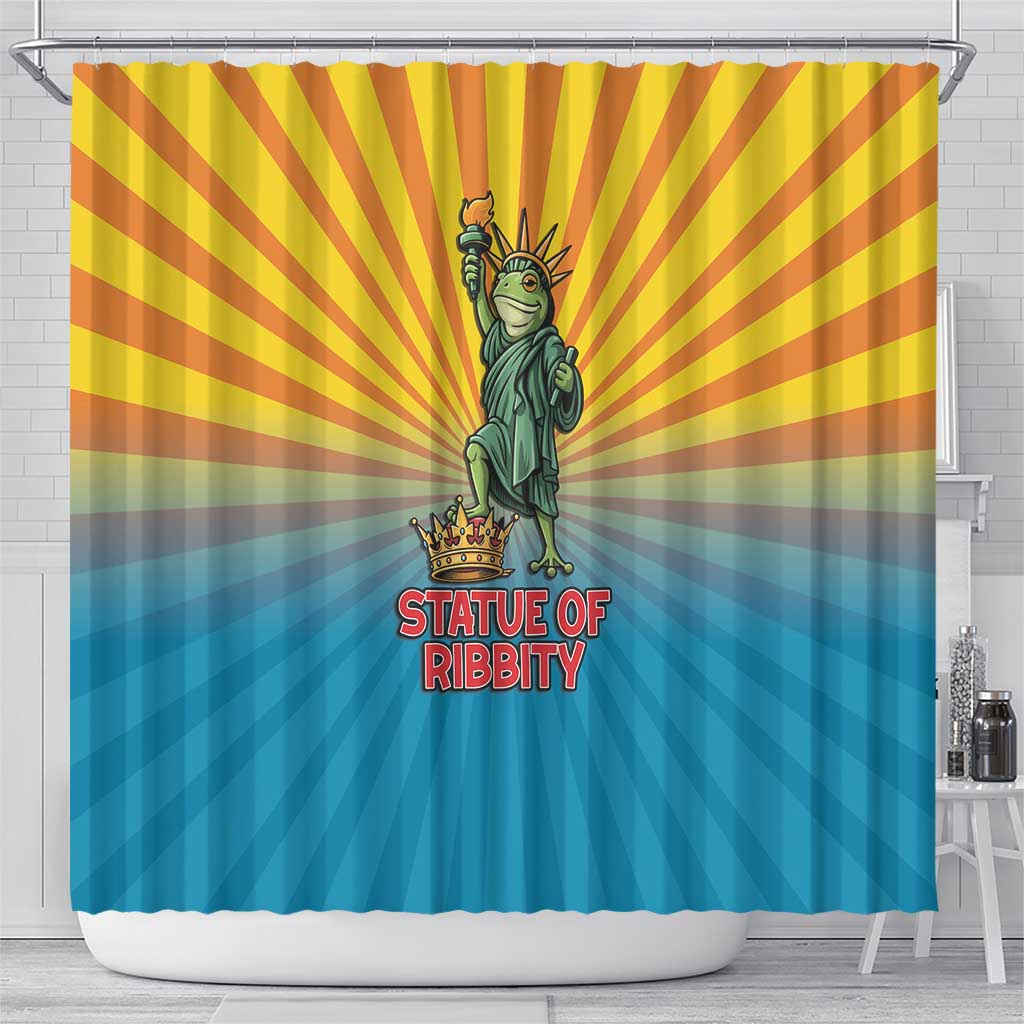 Lady Liberty Portland Frog Shower Curtain Frog Protest No Kings In America - Wonder Print Shop