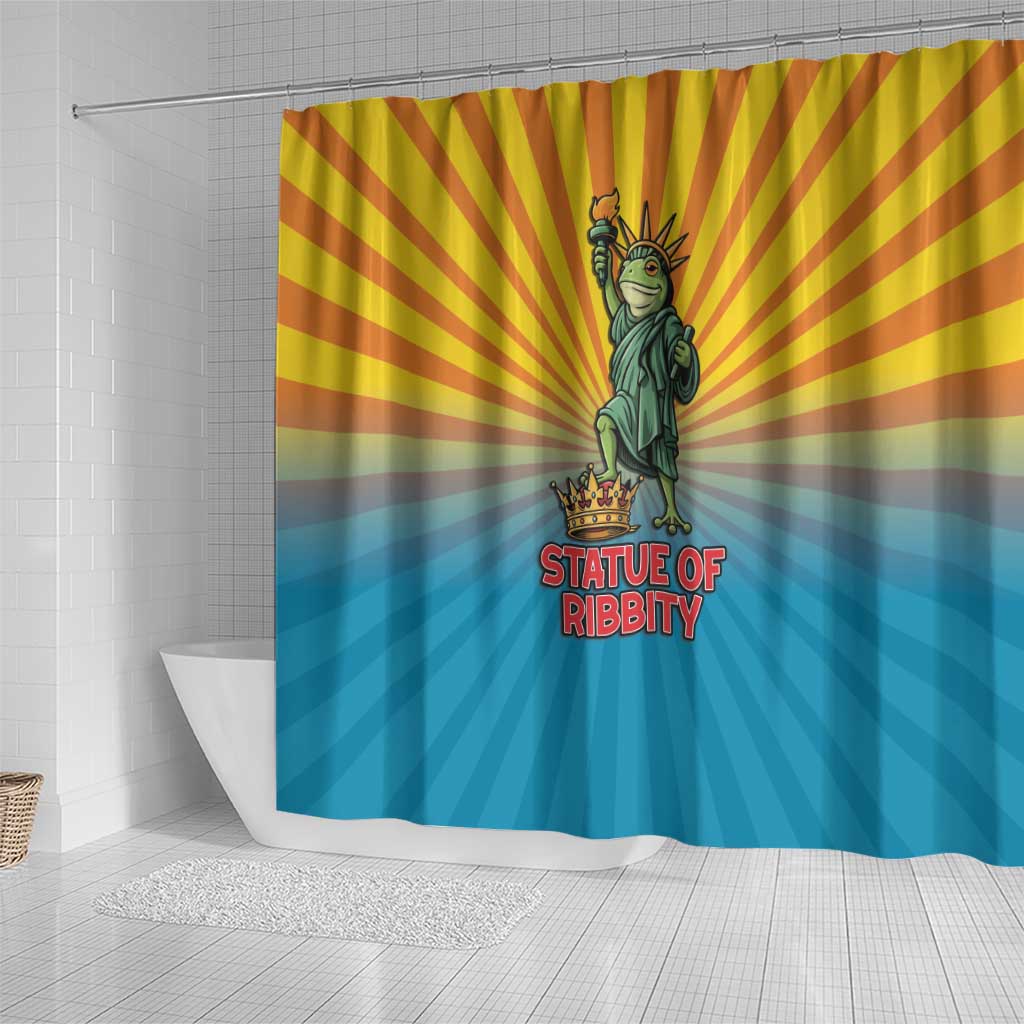 Lady Liberty Portland Frog Shower Curtain Frog Protest No Kings In America - Wonder Print Shop