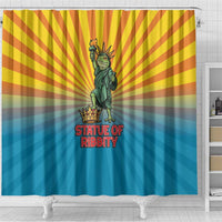 Lady Liberty Portland Frog Shower Curtain Frog Protest No Kings In America - Wonder Print Shop