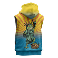Lady Liberty Portland Frog Sleeveless Hoodie Frog Protest No Kings In America - Wonder Print Shop