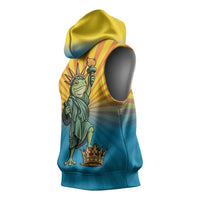 Lady Liberty Portland Frog Sleeveless Hoodie Frog Protest No Kings In America - Wonder Print Shop