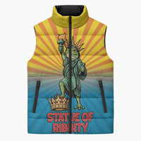 Lady Liberty Portland Frog Sleeveless Puffer Jacket Frog Protest No Kings In America - Wonder Print Shop