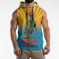 Lady Liberty Portland Frog Sleeveless Zip Hoodie Frog Protest No Kings In America - Wonder Print Shop
