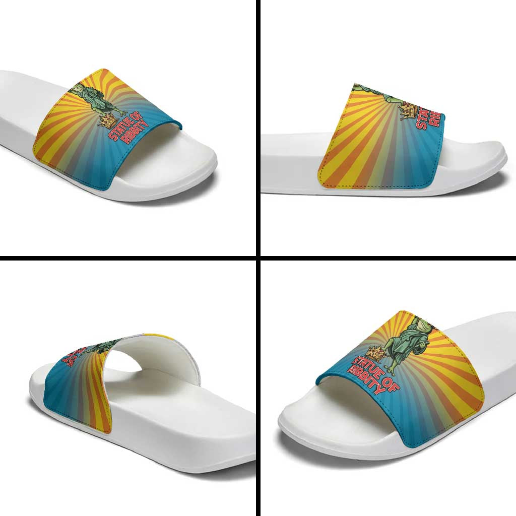 Lady Liberty Portland Frog Slide Sandals Frog Protest No Kings In America - Wonder Print Shop