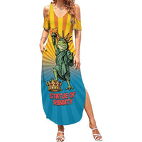 Lady Liberty Portland Frog Summer Maxi Dress Frog Protest No Kings In America - Wonder Print Shop