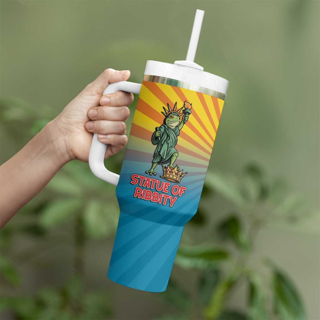 Lady Liberty Portland Frog Tumbler With Handle Frog Protest No Kings In America - Wonder Print Shop