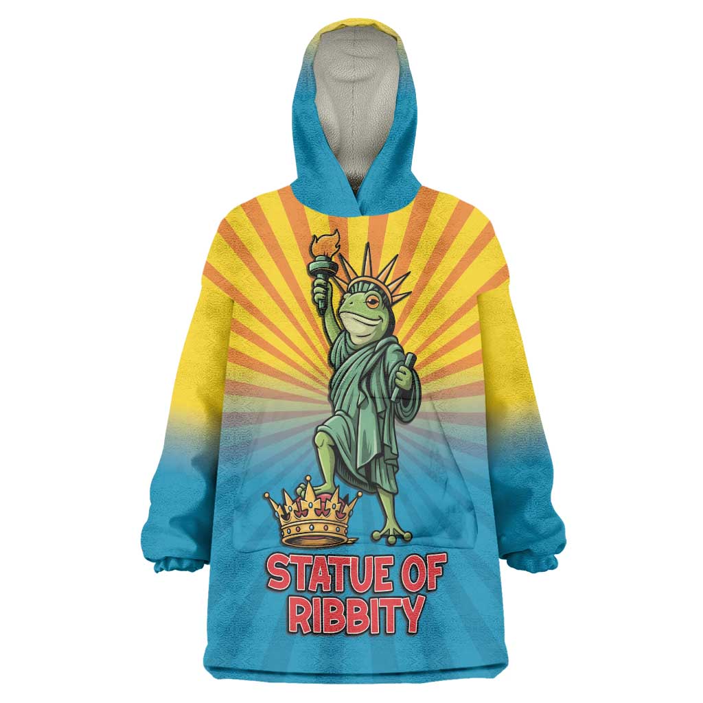 Lady Liberty Portland Frog Wearable Blanket Hoodie Frog Protest No Kings In America - Wonder Print Shop