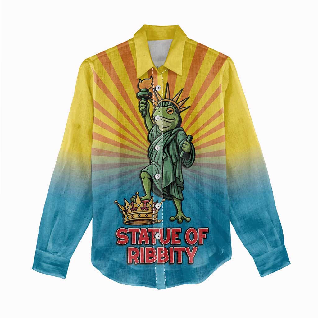 Lady Liberty Portland Frog Women Casual Shirt Frog Protest No Kings In America - Wonder Print Shop