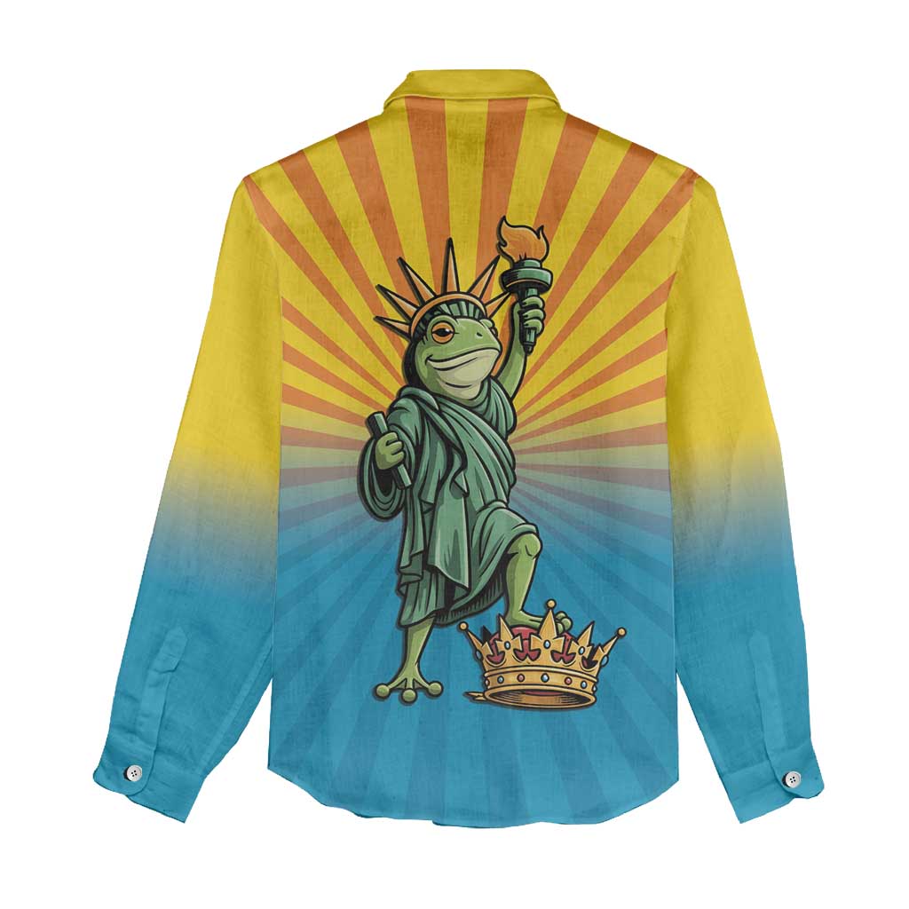 Lady Liberty Portland Frog Women Casual Shirt Frog Protest No Kings In America - Wonder Print Shop