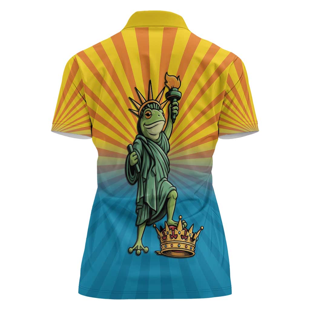 Lady Liberty Portland Frog Women Polo Shirt Frog Protest No Kings In America - Wonder Print Shop