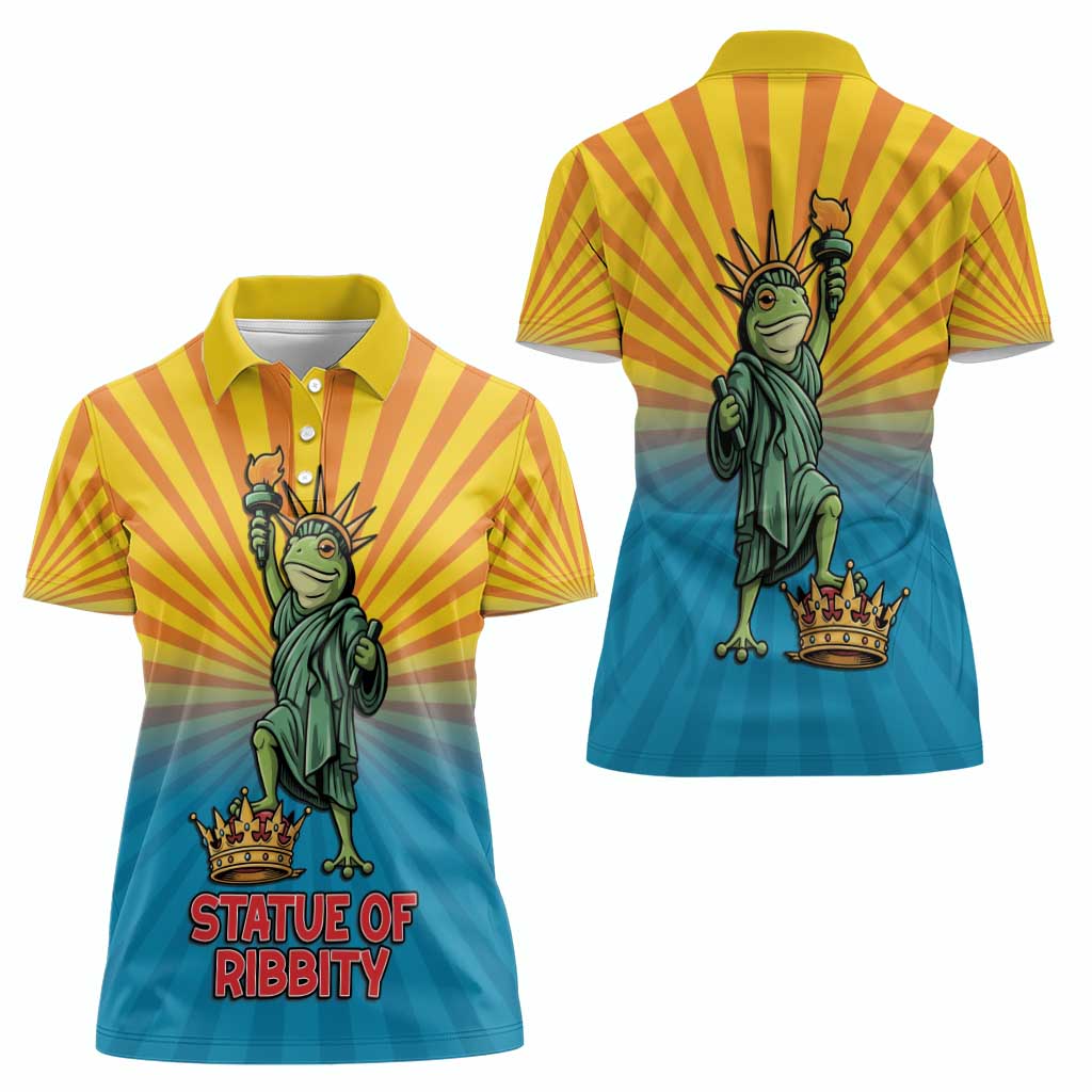 Lady Liberty Portland Frog Women Polo Shirt Frog Protest No Kings In America - Wonder Print Shop