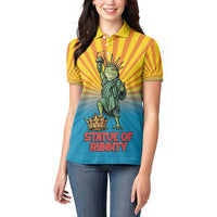 Lady Liberty Portland Frog Women Polo Shirt Frog Protest No Kings In America - Wonder Print Shop