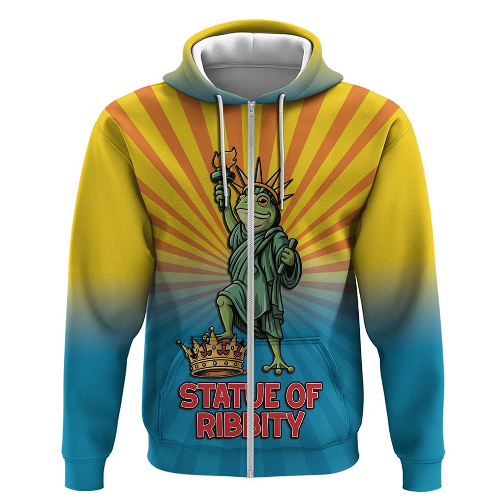 Lady Liberty Portland Frog Zip Hoodie Frog Protest No Kings In America - Wonder Print Shop