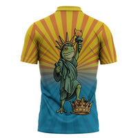 Lady Liberty Portland Frog Zipper Polo Shirt Frog Protest No Kings In America - Wonder Print Shop
