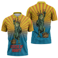 Lady Liberty Portland Frog Zipper Polo Shirt Frog Protest No Kings In America - Wonder Print Shop