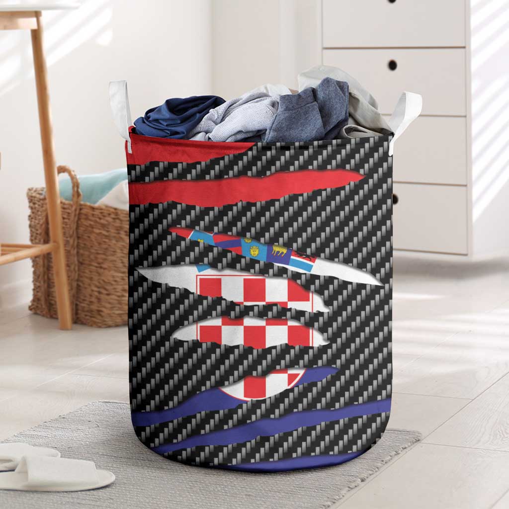 Croatia Beast Laundry Basket Ripped Flag Graphic - Wonder Print Shop