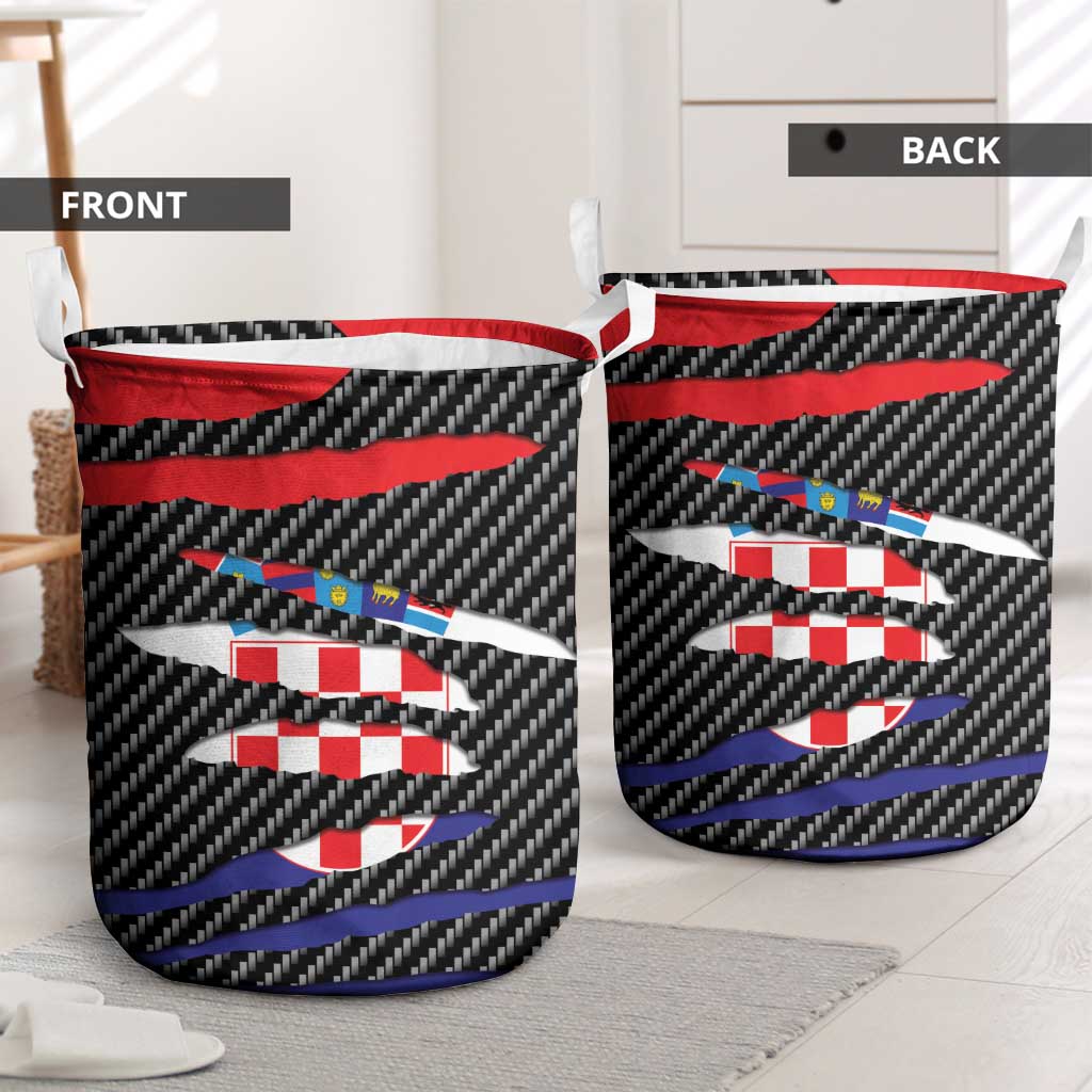 Croatia Beast Laundry Basket Ripped Flag Graphic - Wonder Print Shop