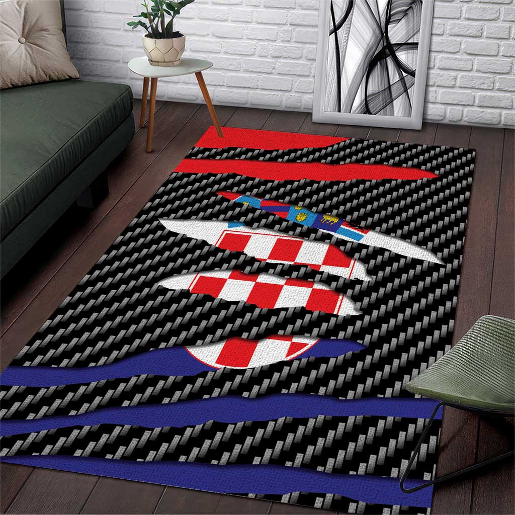 Croatia Beast Area Rug Ripped Flag Graphic - Wonder Print Shop