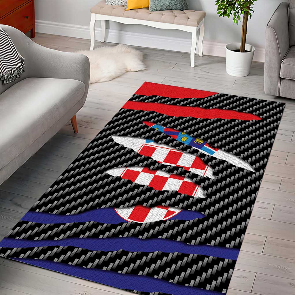 Croatia Beast Area Rug Ripped Flag Graphic - Wonder Print Shop