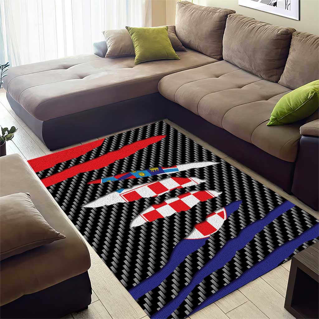 Croatia Beast Area Rug Ripped Flag Graphic - Wonder Print Shop
