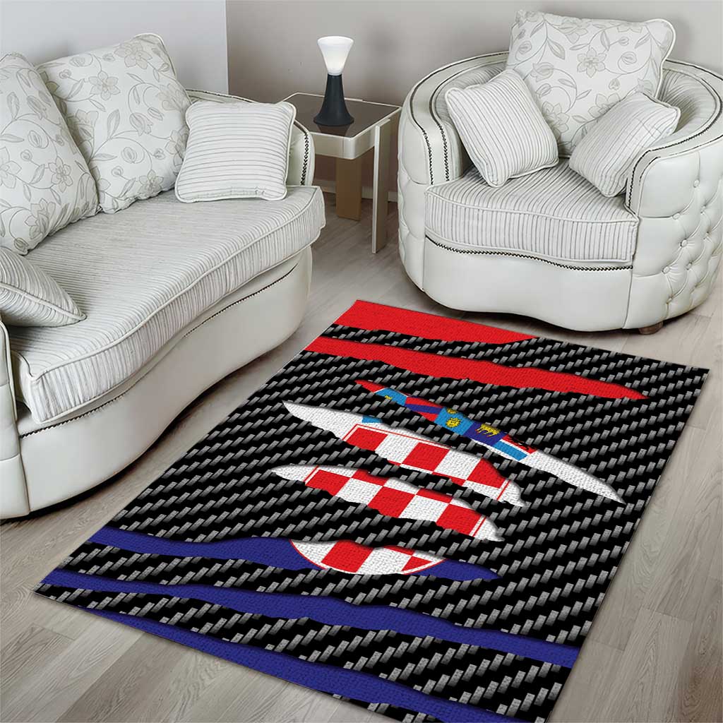 Croatia Beast Area Rug Ripped Flag Graphic - Wonder Print Shop
