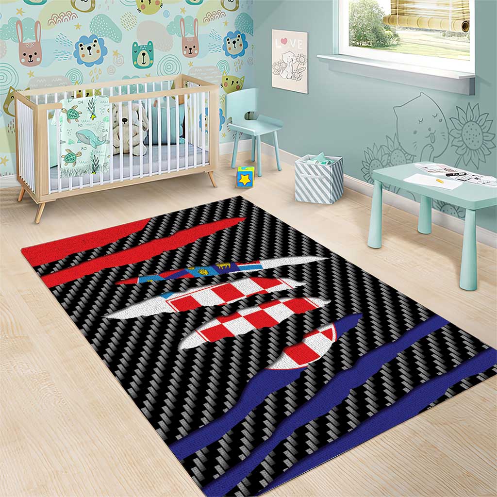 Croatia Beast Area Rug Ripped Flag Graphic - Wonder Print Shop