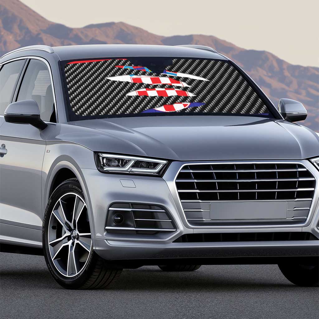 Croatia Beast Auto Sun Shade Ripped Flag Graphic - Wonder Print Shop