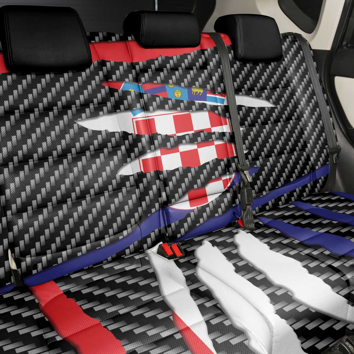 Croatia Beast Back Car Seat Cover Ripped Flag Graphic - Wonder Print Shop