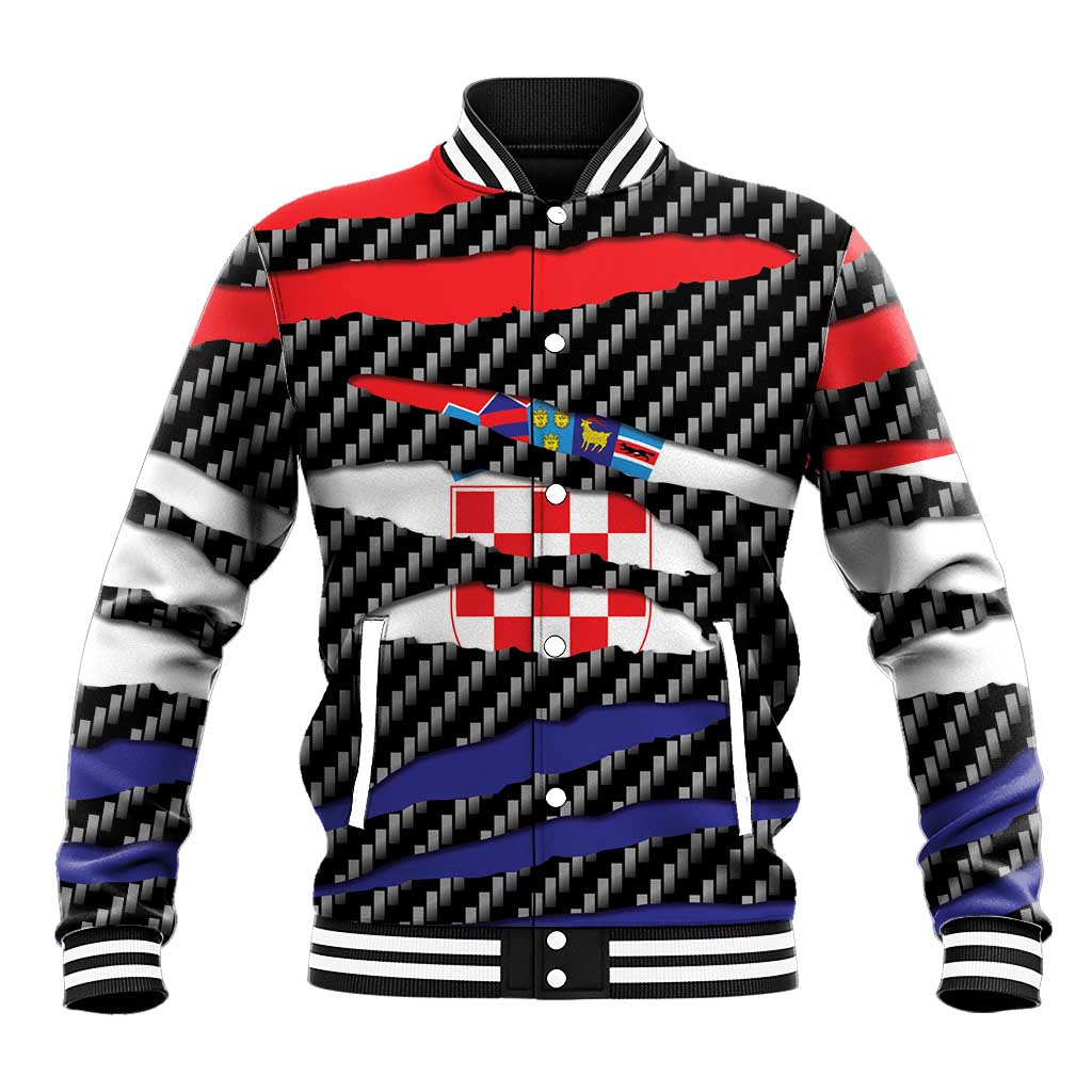 Croatia Beast Baseball Jacket Ripped Flag Graphic - Wonder Print Shop