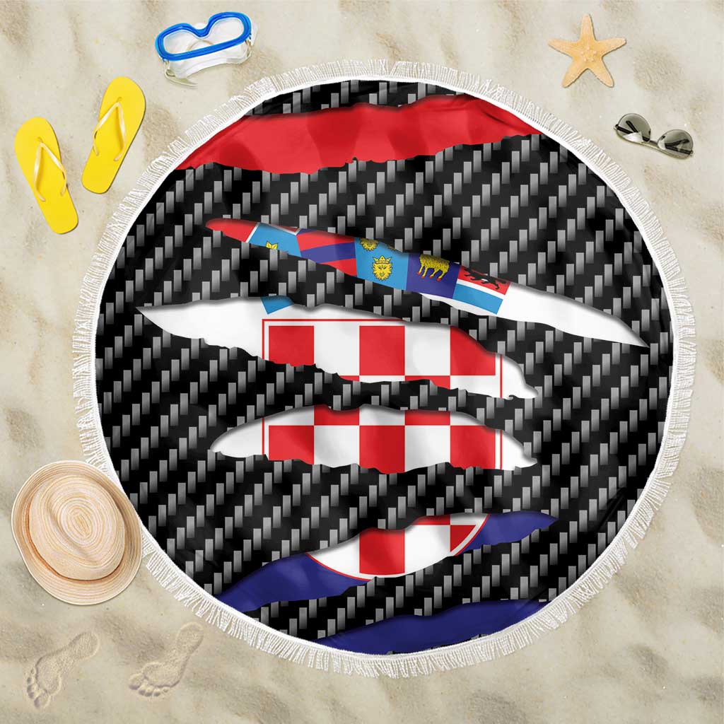 Croatia Beast Beach Blanket Ripped Flag Graphic - Wonder Print Shop