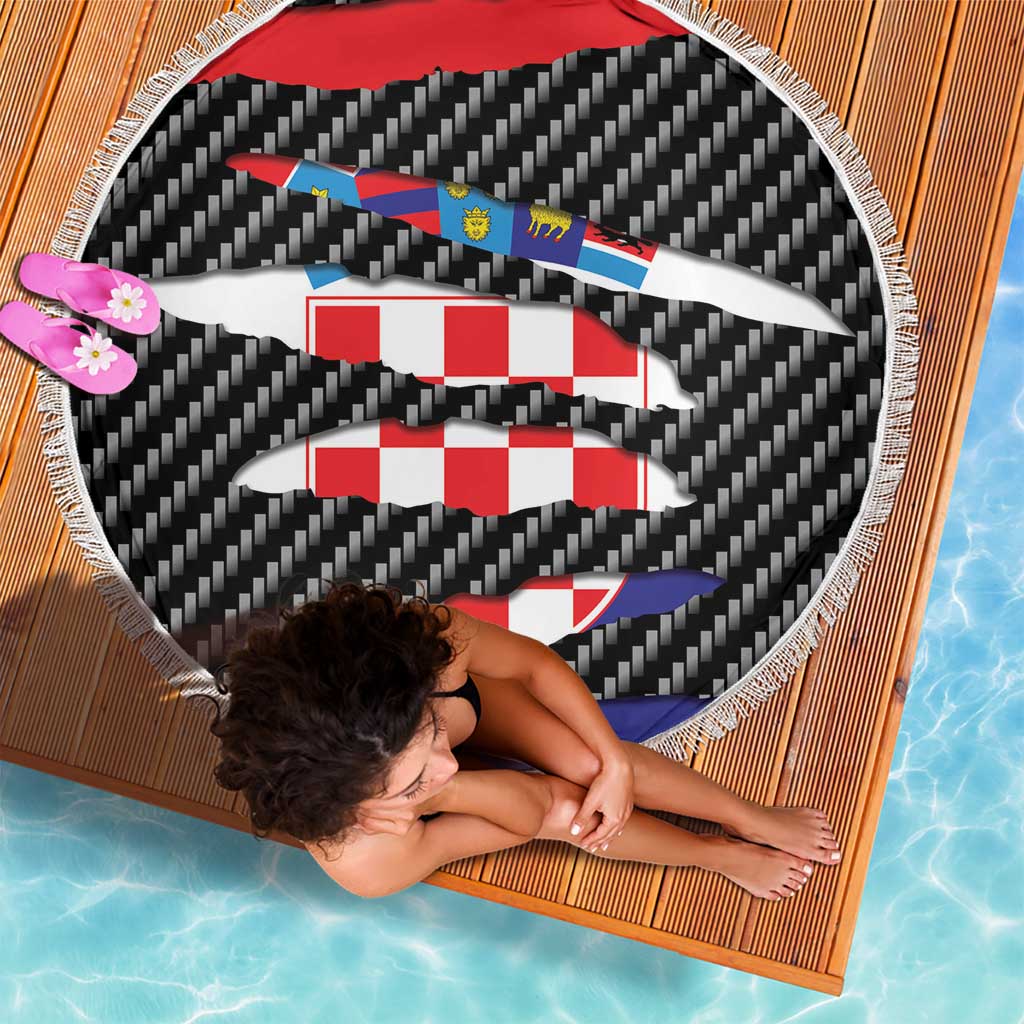 Croatia Beast Beach Blanket Ripped Flag Graphic - Wonder Print Shop