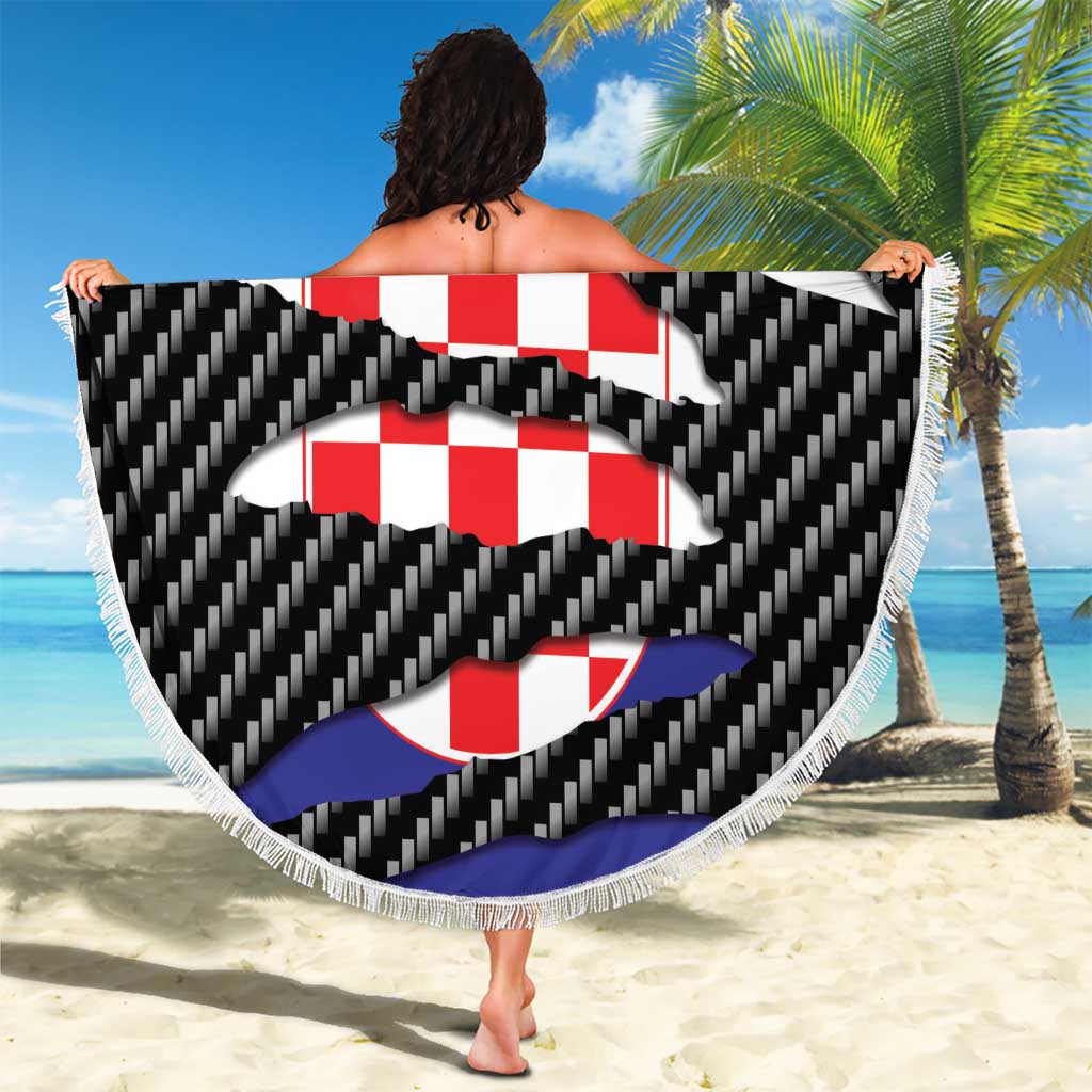 Croatia Beast Beach Blanket Ripped Flag Graphic - Wonder Print Shop