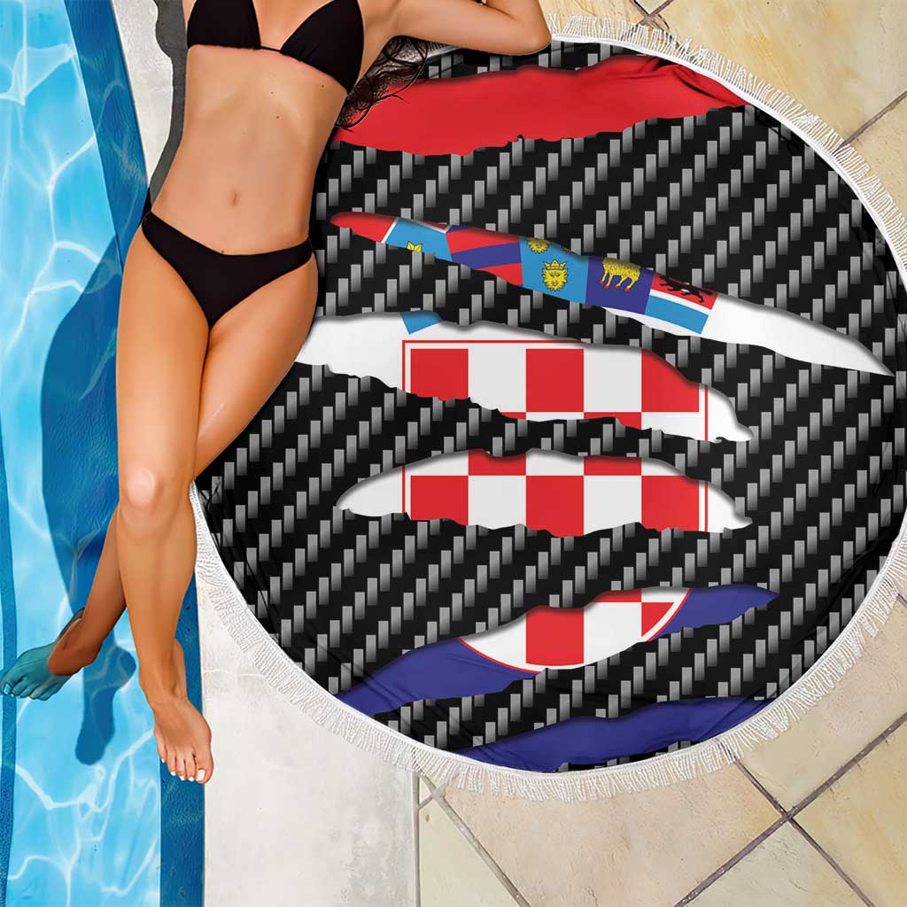 Croatia Beast Beach Blanket Ripped Flag Graphic - Wonder Print Shop