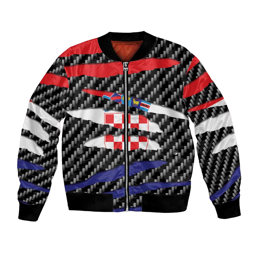 Croatia Beast Bomber Jacket Ripped Flag Graphic - Wonder Print Shop