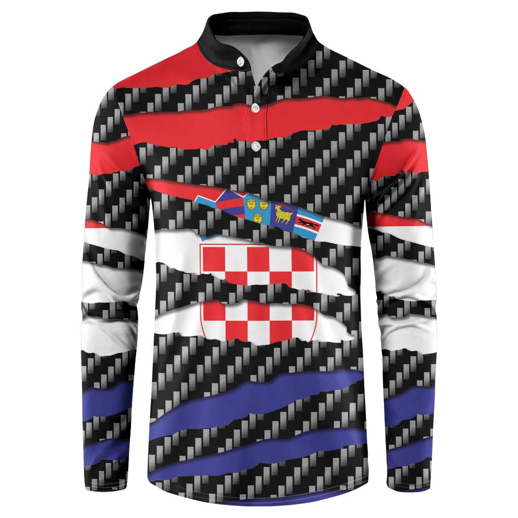 Croatia Beast Button Sweatshirt Ripped Flag Graphic - Wonder Print Shop