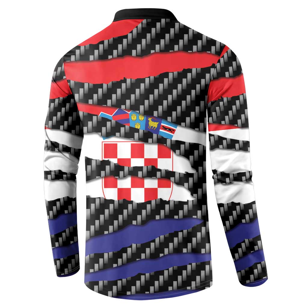 Croatia Beast Button Sweatshirt Ripped Flag Graphic - Wonder Print Shop