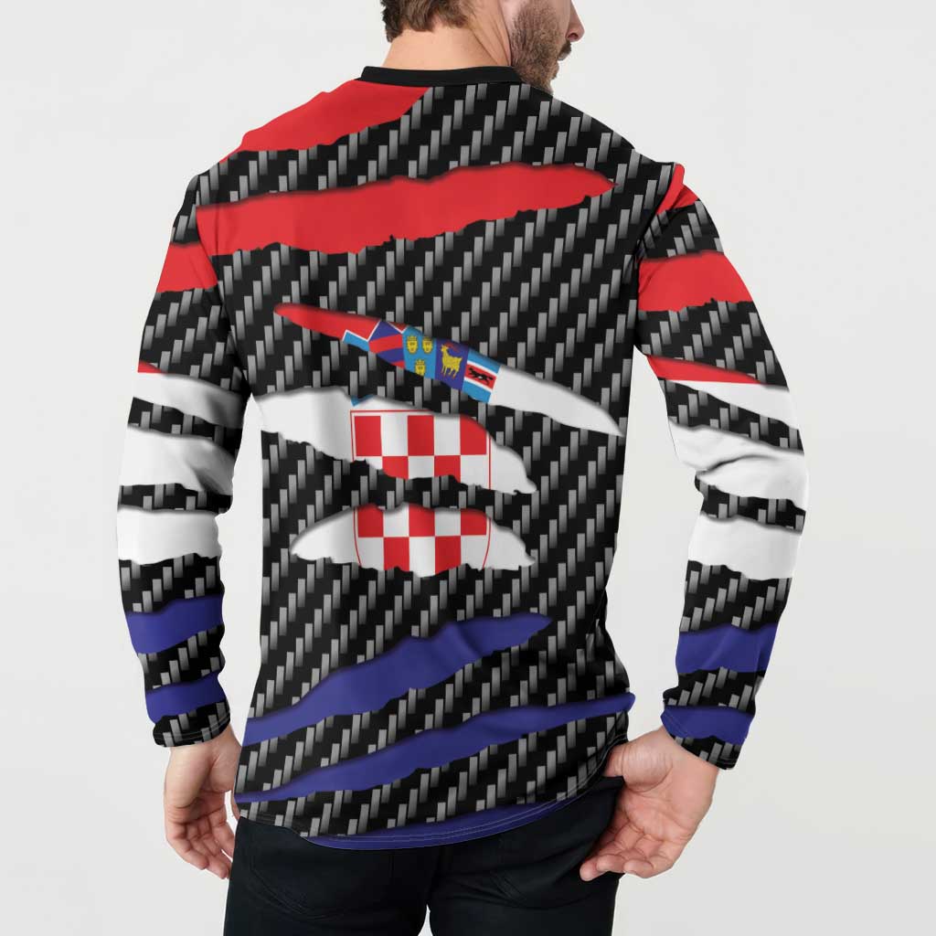Croatia Beast Button Sweatshirt Ripped Flag Graphic - Wonder Print Shop