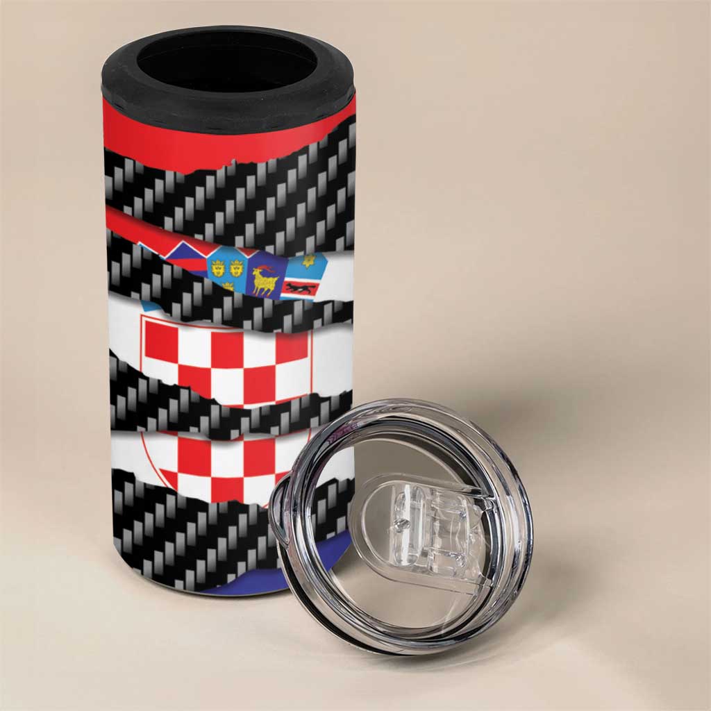 Croatia Beast 4 in 1 Can Cooler Tumbler Ripped Flag Graphic - Wonder Print Shop