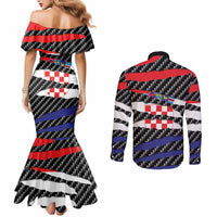 Croatia Beast Couples Matching Mermaid Dress and Long Sleeve Button Shirt Ripped Flag Graphic - Wonder Print Shop