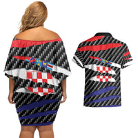 Croatia Beast Couples Matching Off Shoulder Short Dress and Hawaiian Shirt Ripped Flag Graphic - Wonder Print Shop