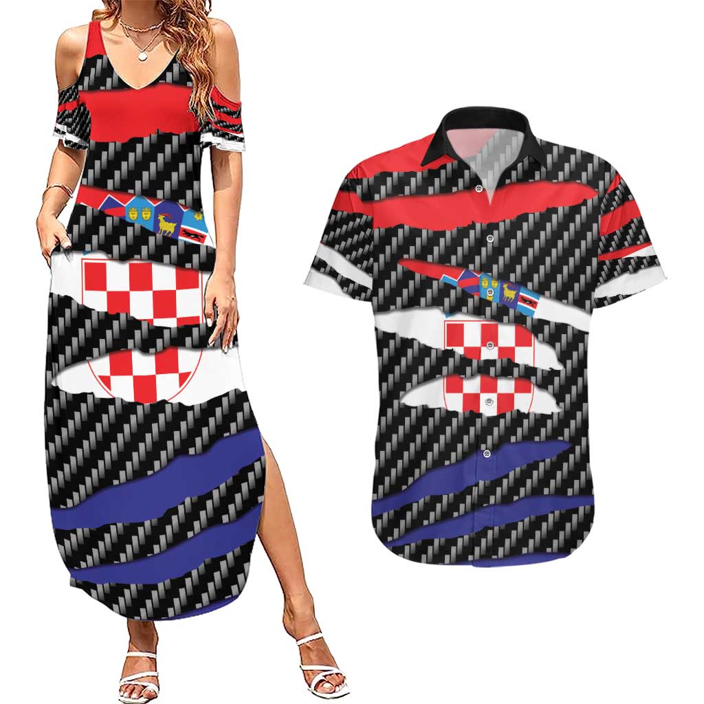 Croatia Beast Couples Matching Summer Maxi Dress and Hawaiian Shirt Ripped Flag Graphic - Wonder Print Shop